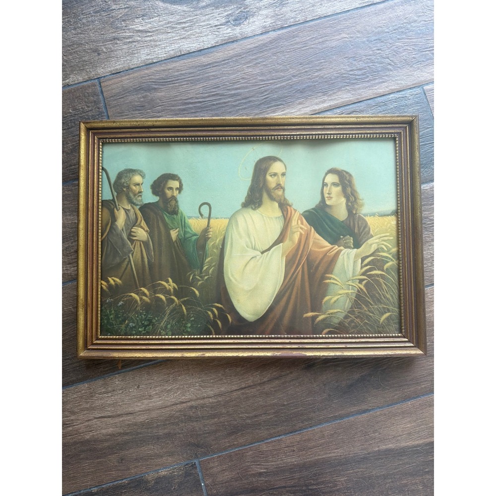Vintage Christ in the Wheat Field Framed Print, Johannes Raphael Wehle